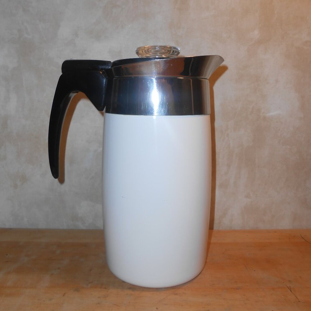 RARE White Vintage Corningware 10 Cup Coffee Percolator P-280-EP